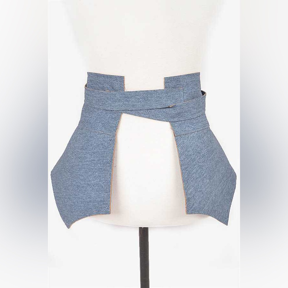 Denim Wrap Skirt Statement Belt - Picture 3 of 5